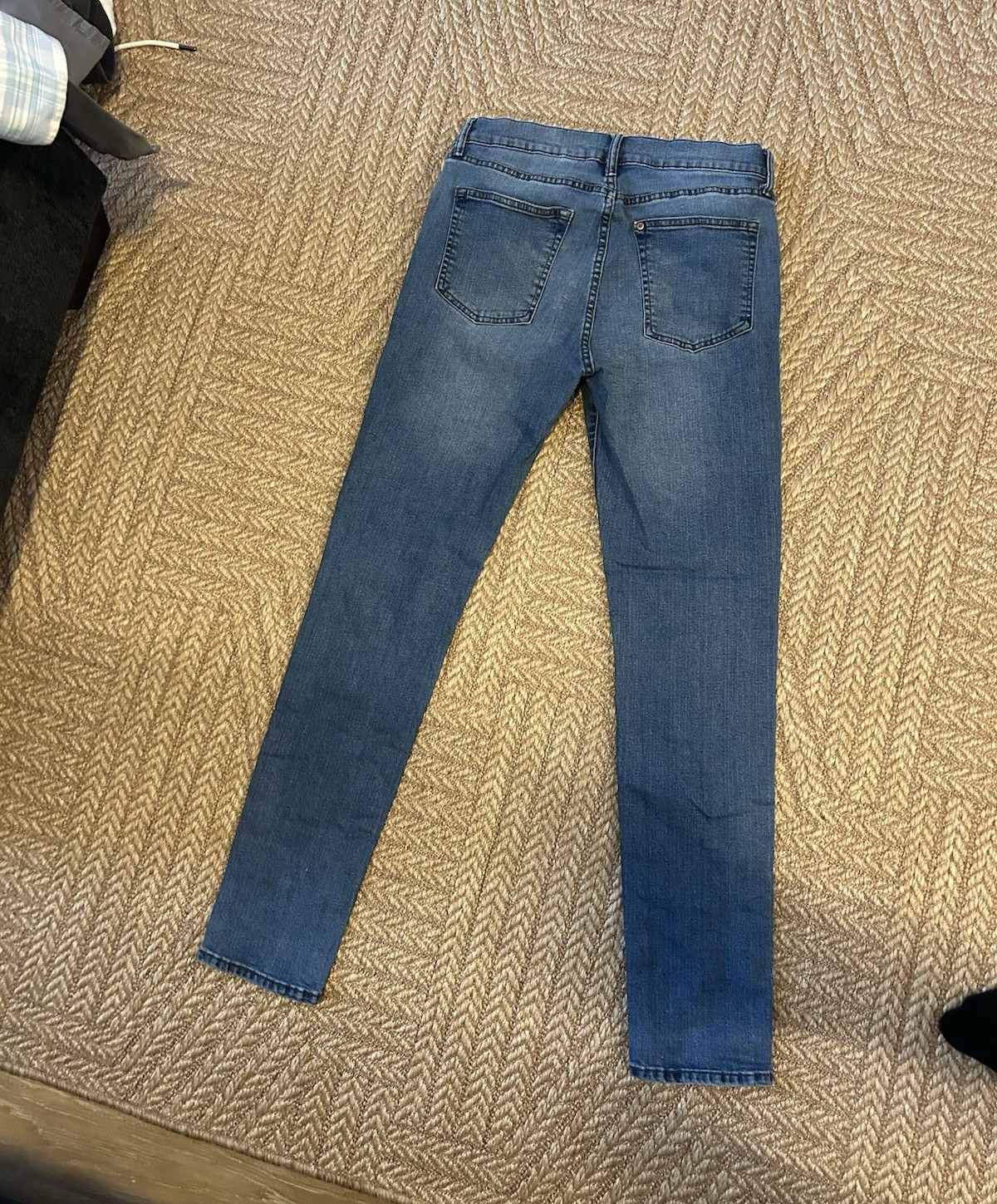 &Denim Men’s Skinny Blue Denim Jeans Mid Rise 5-Pocket Button, 33