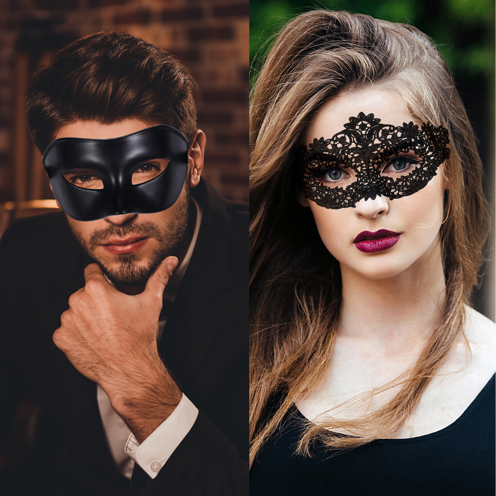 Couple 2pcs Masquerade Masks Venetian Costume Ball Wedding Cosplay Party Mask