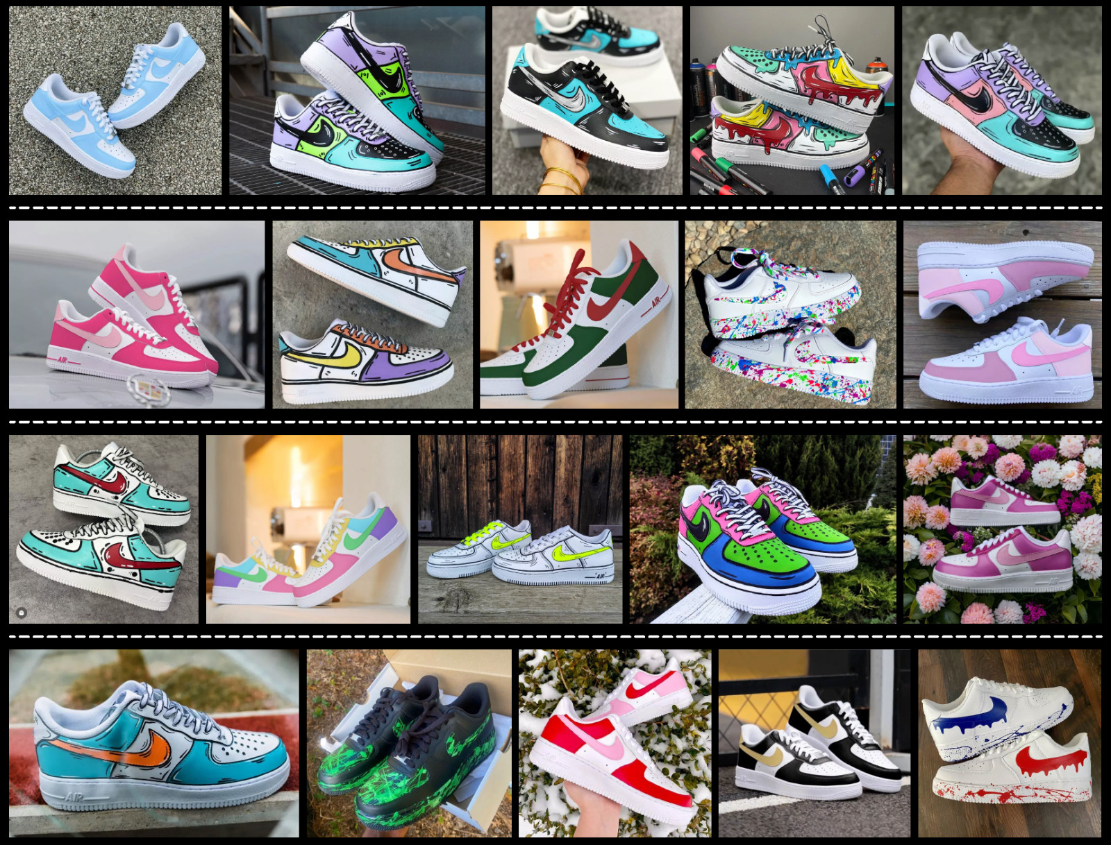 Air Force 1 Custom Rose ‘Blue Bloom’ Floral Shoes Mens 8 8.5 9 9.5 10 10.5 11 12