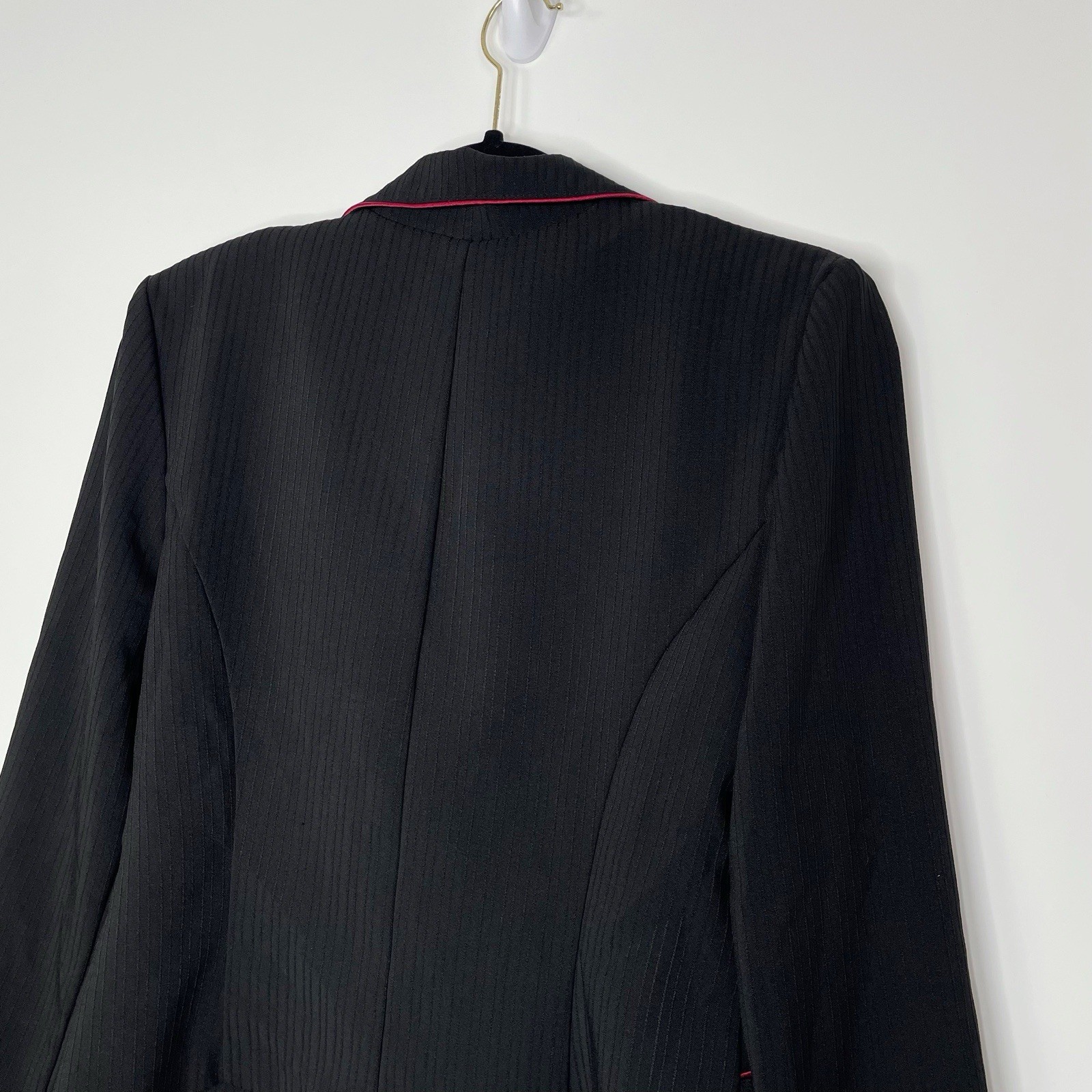 Y2K Breakin’ Loose Blazer Jacket Womens Size 9/10 Black Red Trim Vamp Goth Vtg