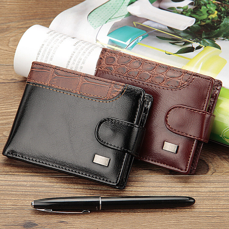 Men’s Leather Bifold Wallet ID Credit Card Holder Money Coin Purse With Hasp US