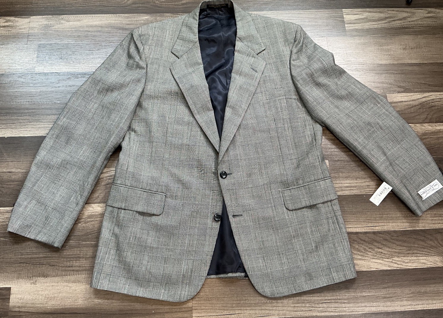 NWT $645 H. Freeman & Son Glen Plaid Black Gray Blazer 44R American Academia