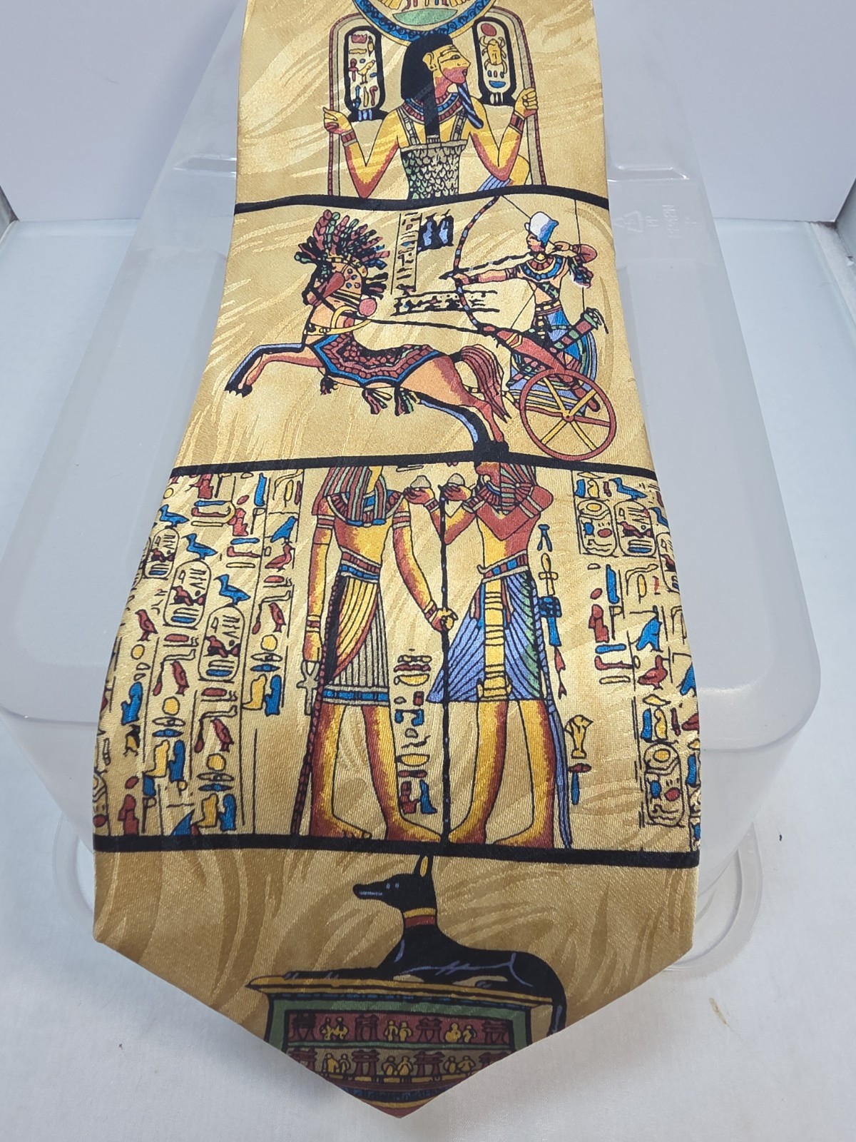 Vintage Museum Artifacts Ancient Egypt Silk Tie Pharaoh Hieroglyphics 58″ x 4″