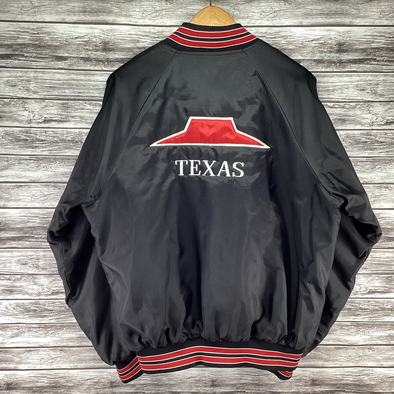 Vintage Pizza Hut Jacket Mens XL Black Satin Bomber Embroidered Employee Issued