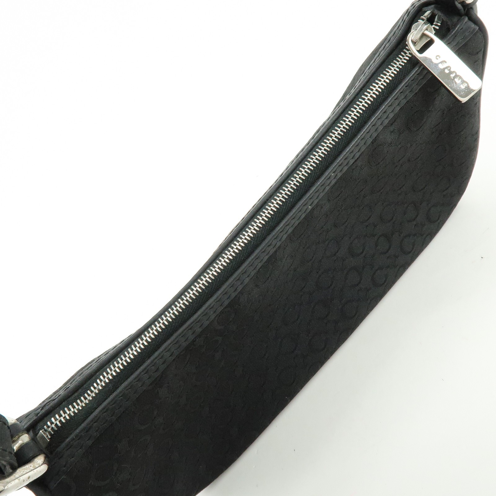CELINE C Macadam Leather Shoulder Hand Bag Accessory Pouch Black Auth Used F/S