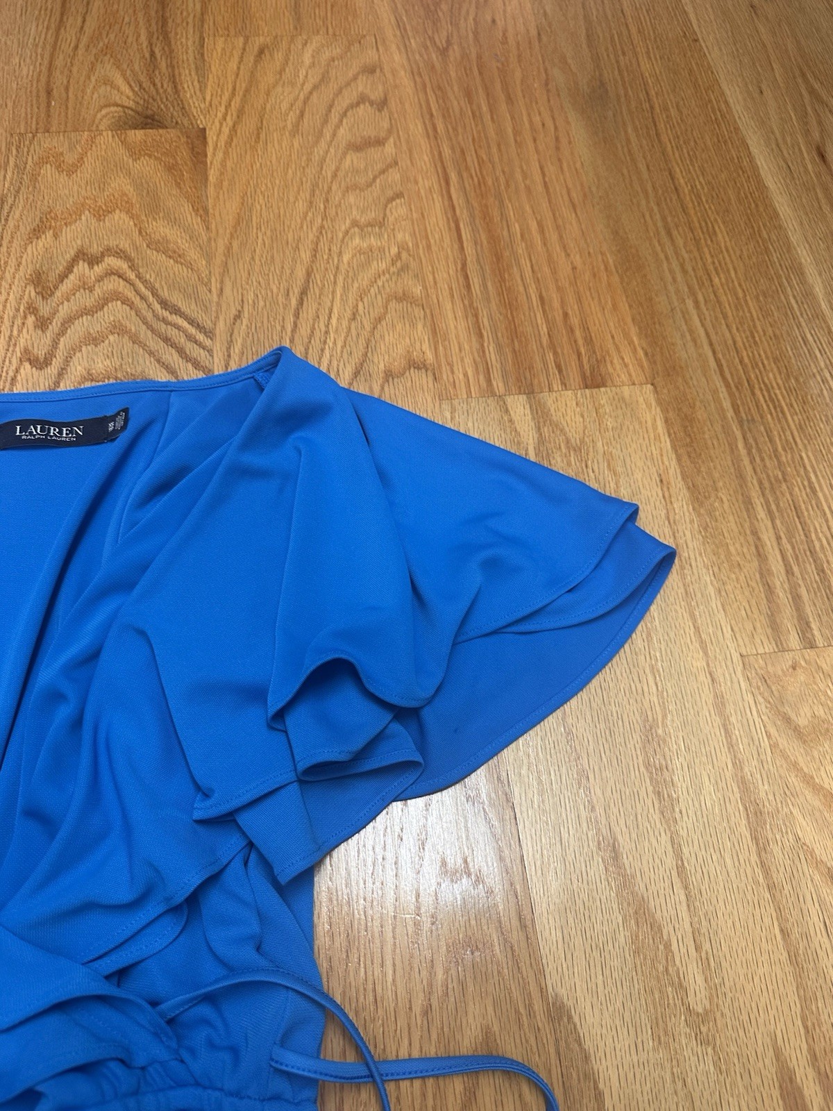 Lauren Ralph Lauren Blue Wrap V-Neck Flutter Sleeve Blouse XS