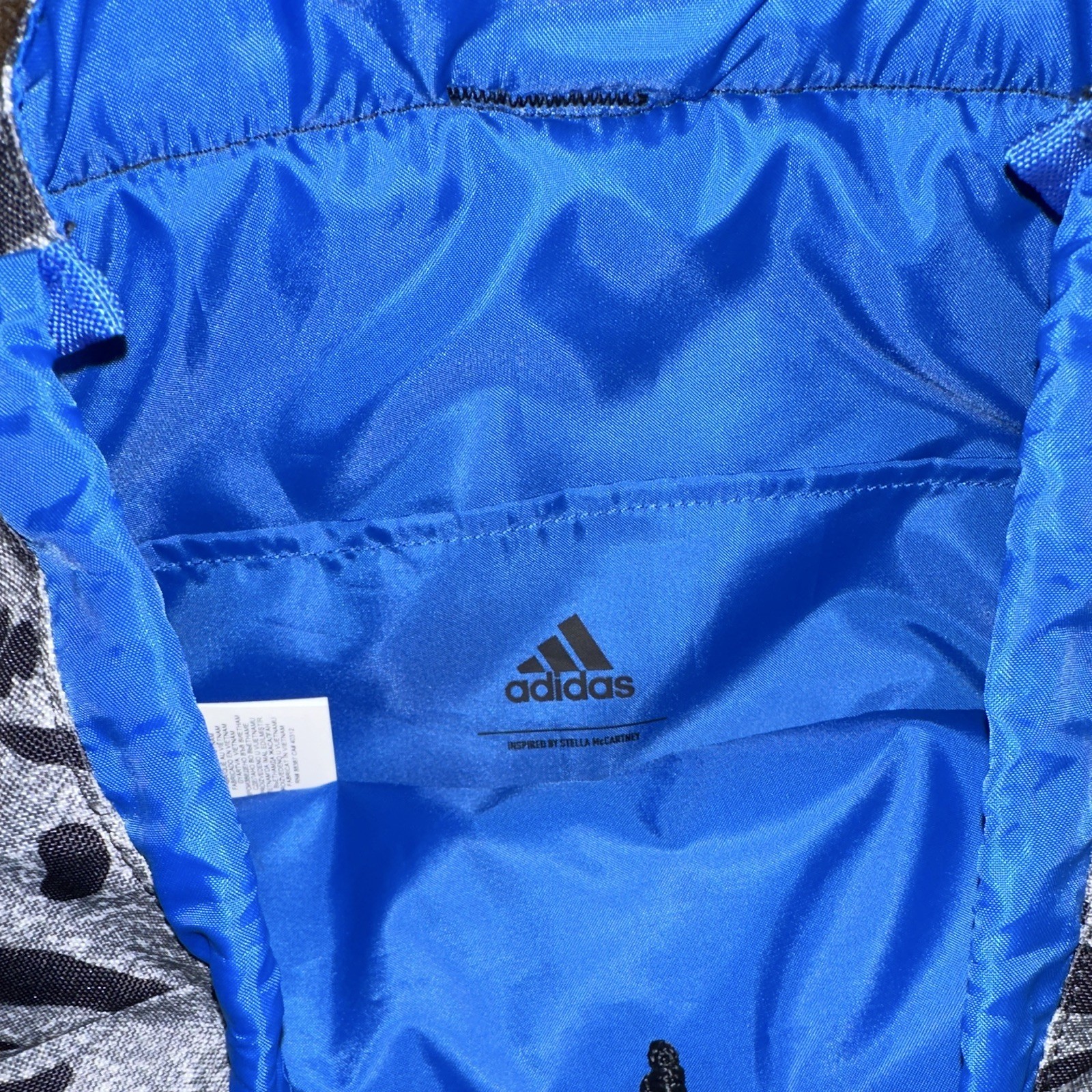 adidas by Stella McCartney Animal Print Backpack Gray/Black/Blue, Buckle