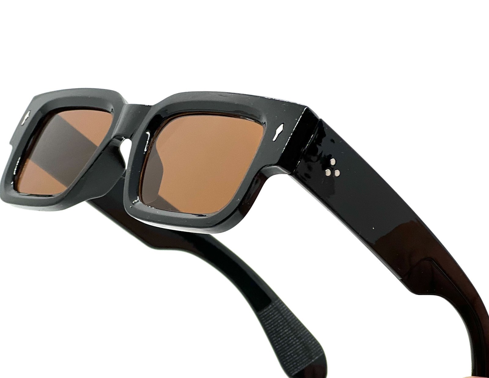 Black Thick Square Frame Chunky Yellow Tinted Lens Sunglasses Street Outdoor New