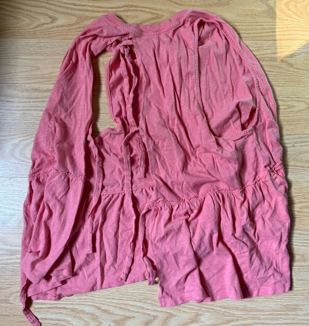 American Eagle Pink Solid Tabk Top XL Square Neck Sleeveless Tie Straps