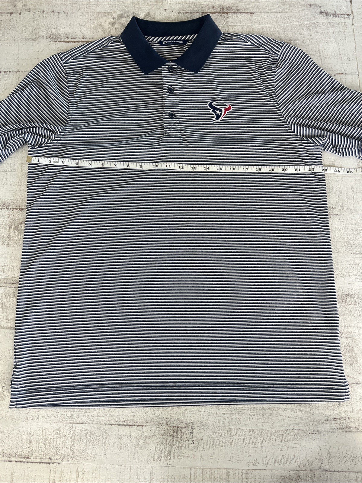 Cutter & Buck Houston Texans STM Navy And White Striped Polo Men’s Large