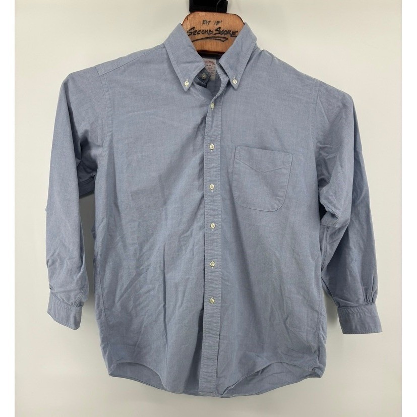 VTG Brooks Brothers Makers 16/33 All Supima Cotton OCBD Oxford Cloth USA Blue