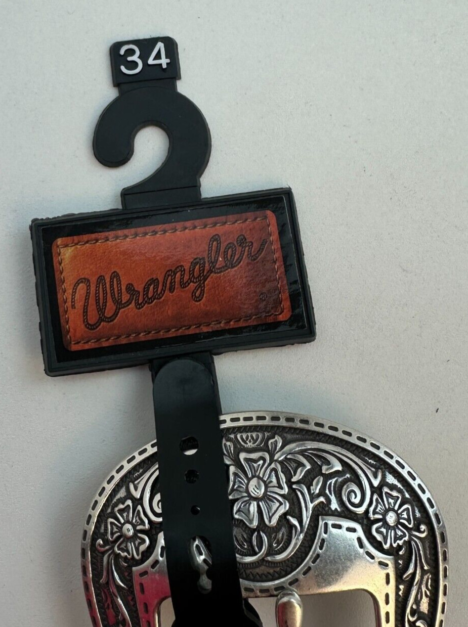 Wrangler Men’s Genuine Leather Belt Size 34 Black/White Fur New