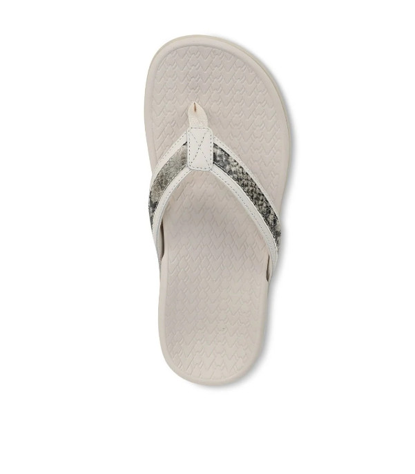 VIONIC Tide 2.0 Toe Post Sandal, Cream Snake Print Leather