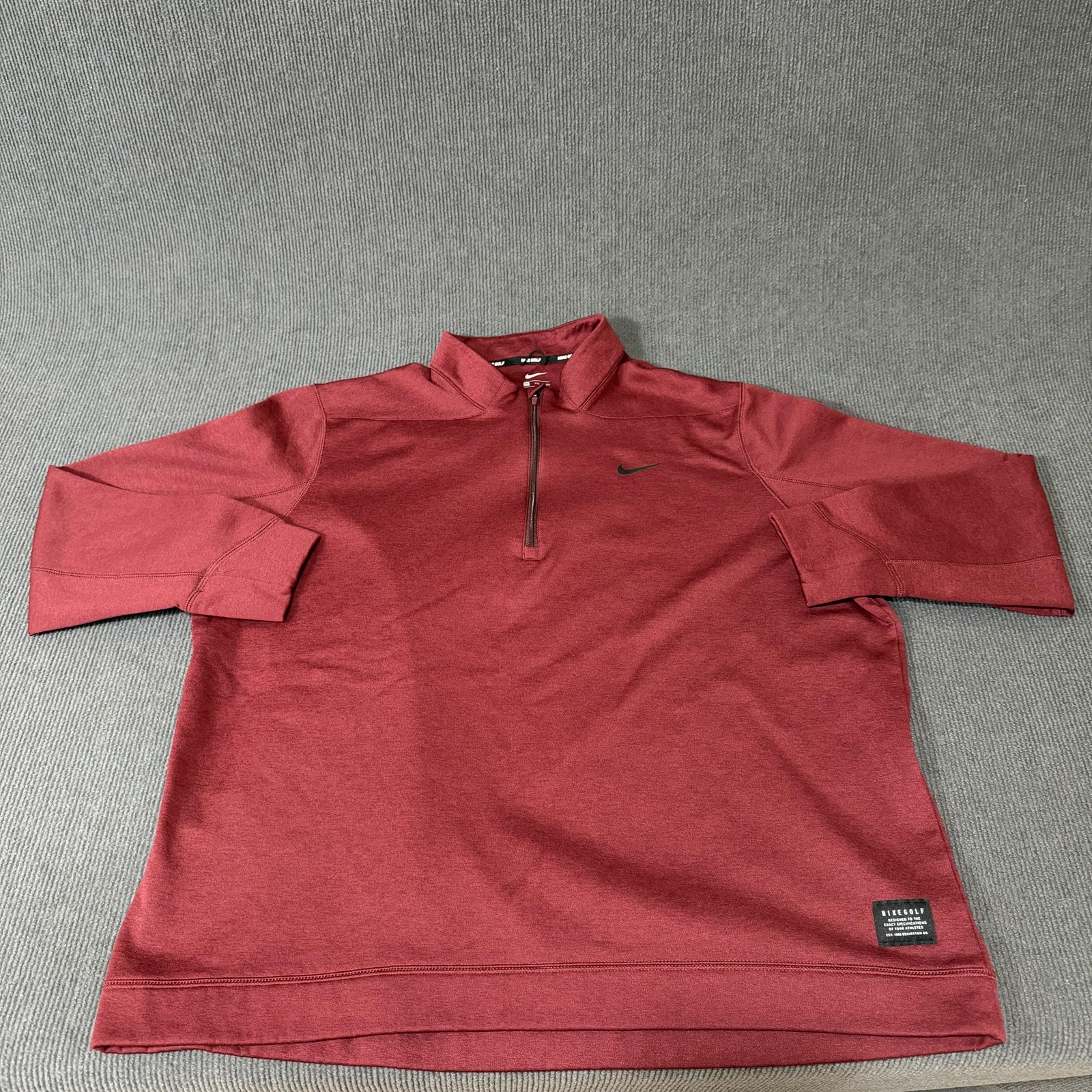 Nike Golf Pullover Mens 2XL Red Fleece 1/4 Zip Mock Neck Short Sleeve 932350-653