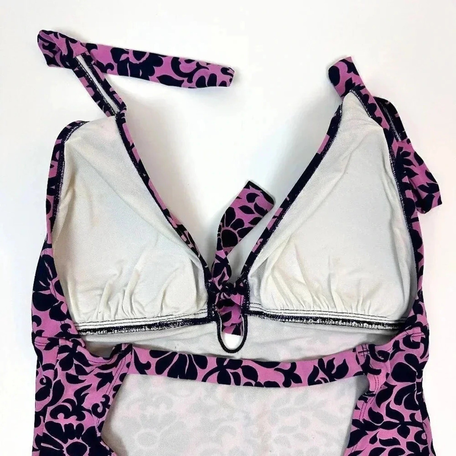 TOMMY BAHAMA One Piece Plunging Keyhole Neck Halter Swimsuit 10