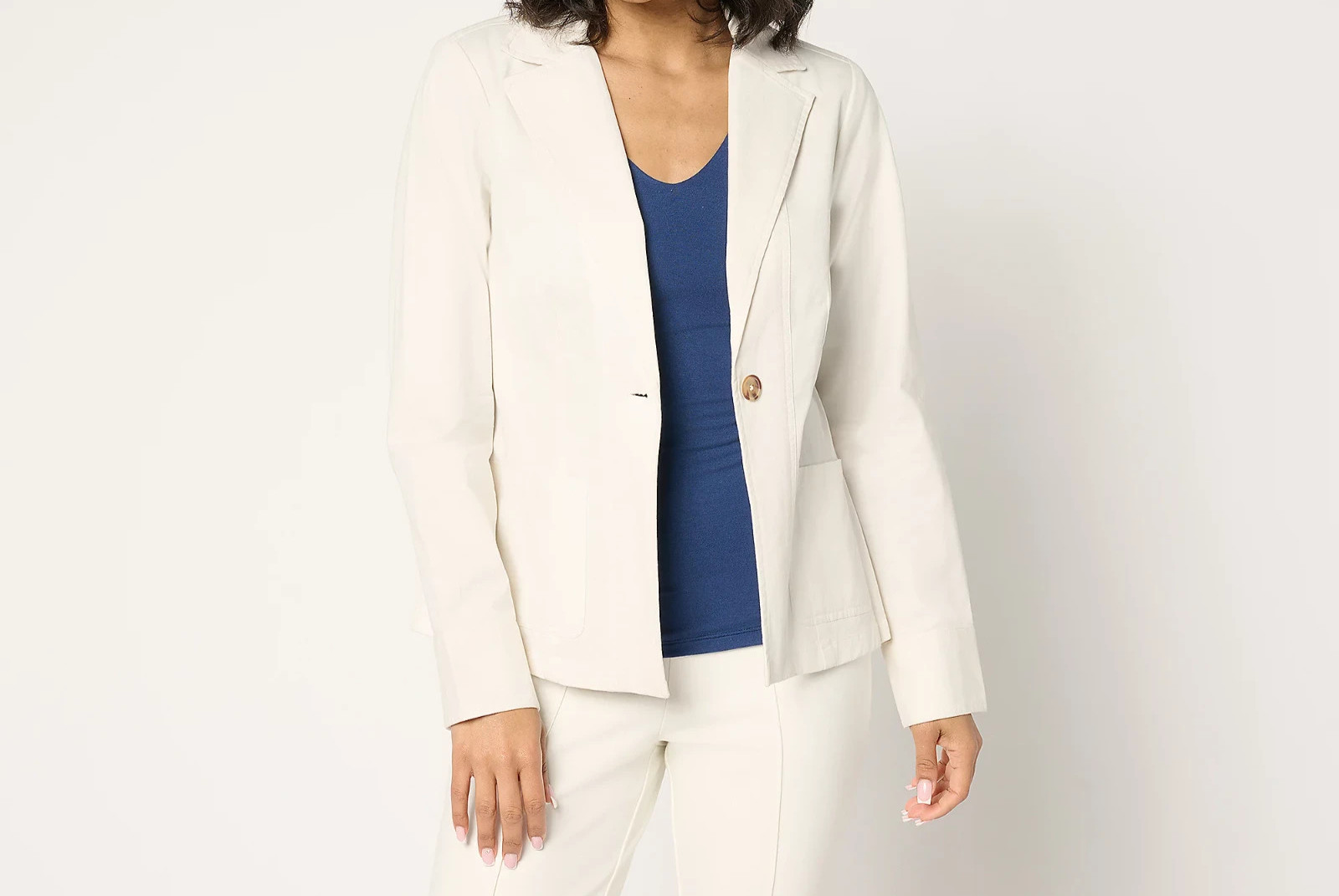Joan Rivers Petite Signature Twill Cinched Back Blazer Gardena XX-Small Petite