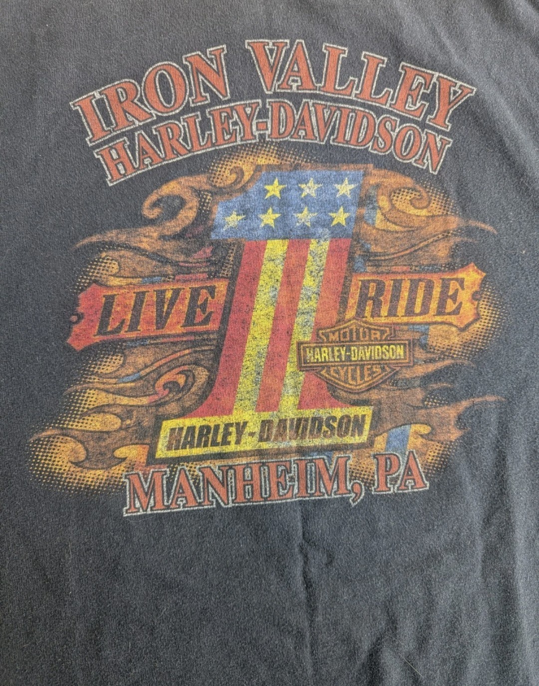 Harley-Davidson 2000s Tribal Biker Iron Valley PA Live To Ride T-shirt Mens XL