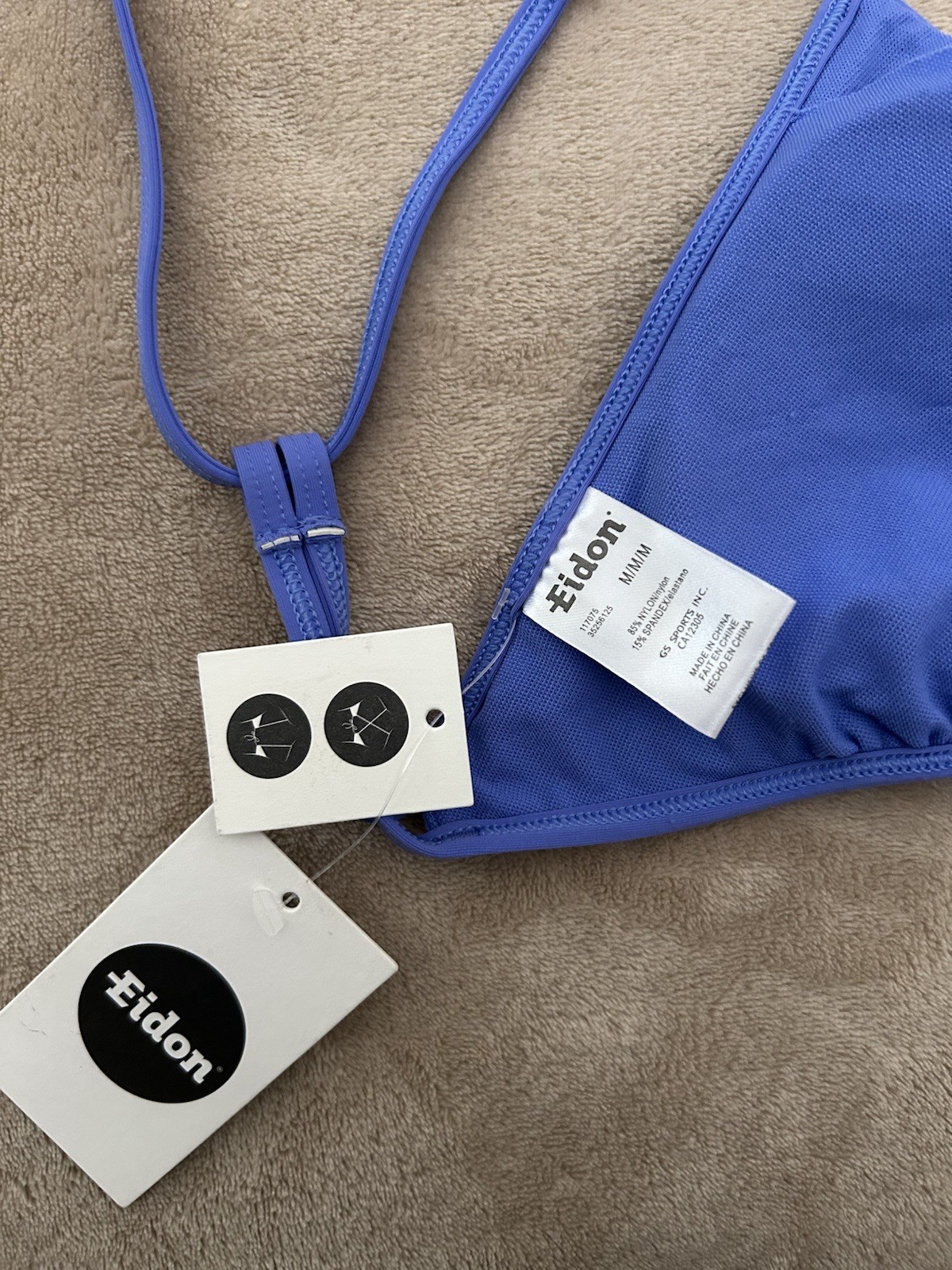 Eidon Periwinkle Bikini Top Medium Triangle Tie String Swim NWT