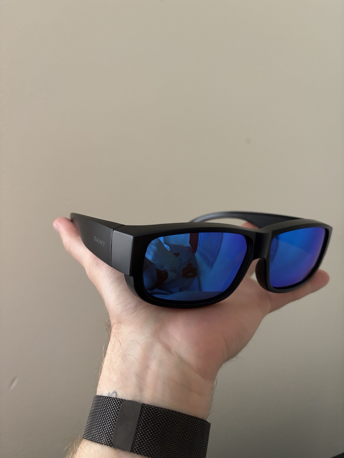 Lot of 2 SAINT Polarized Fit Over Sunglasses – Black & Blue Mirror Lenses