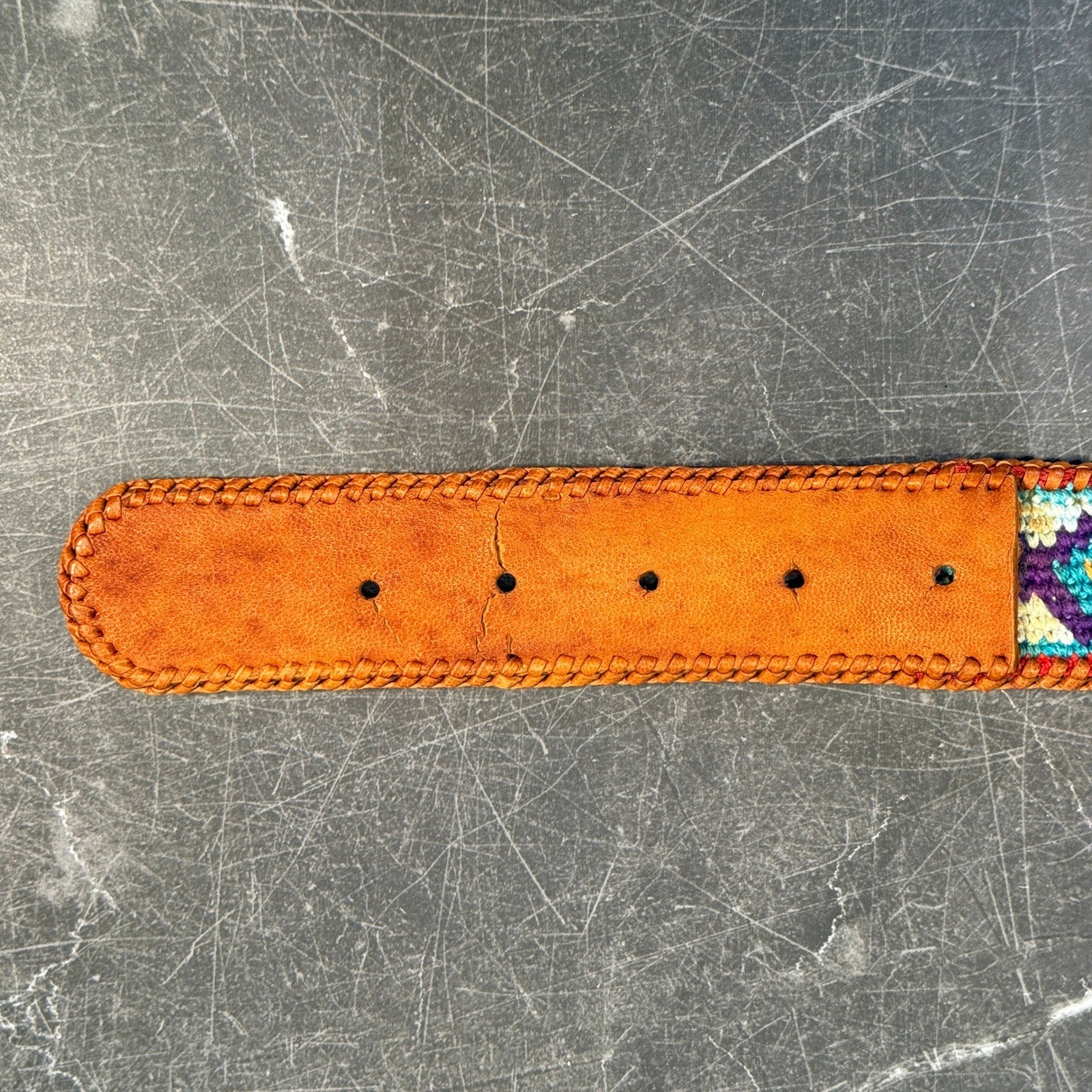 Unbranded Vintage Leather Woven Southwestern Belt | Size 34-36 | Brown Multi