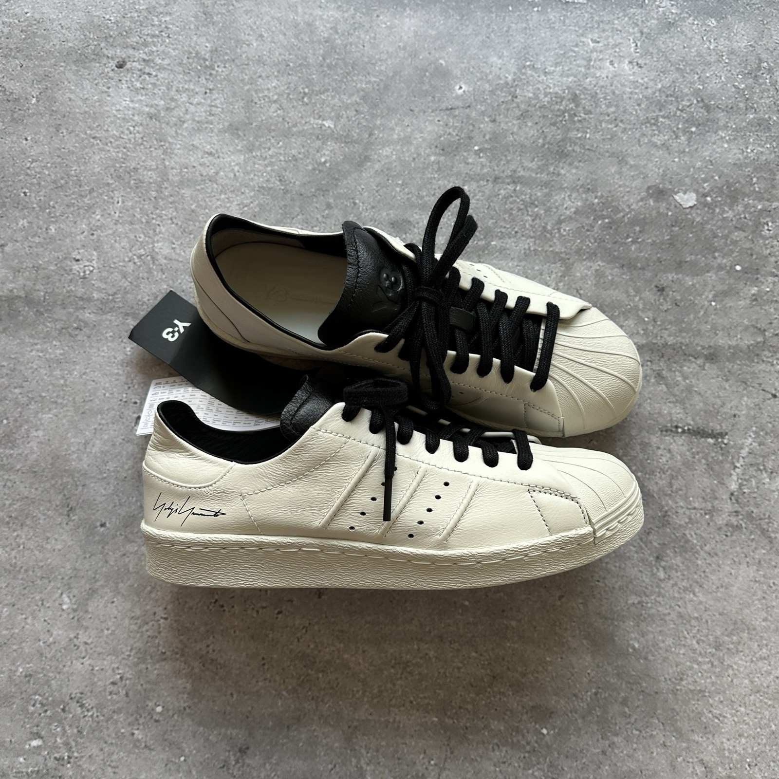 YOHJI YAMAMOTO Y-3 SUPERSTAR WHITE BLACK JR4216 SIZE US 7 UK 5.5 EU 38 2/3