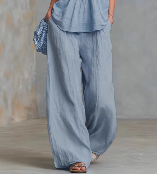 Womens 2 Piece Lounge Set V Neck Sleeveless Top Wide Leg Pants Casual Outfits