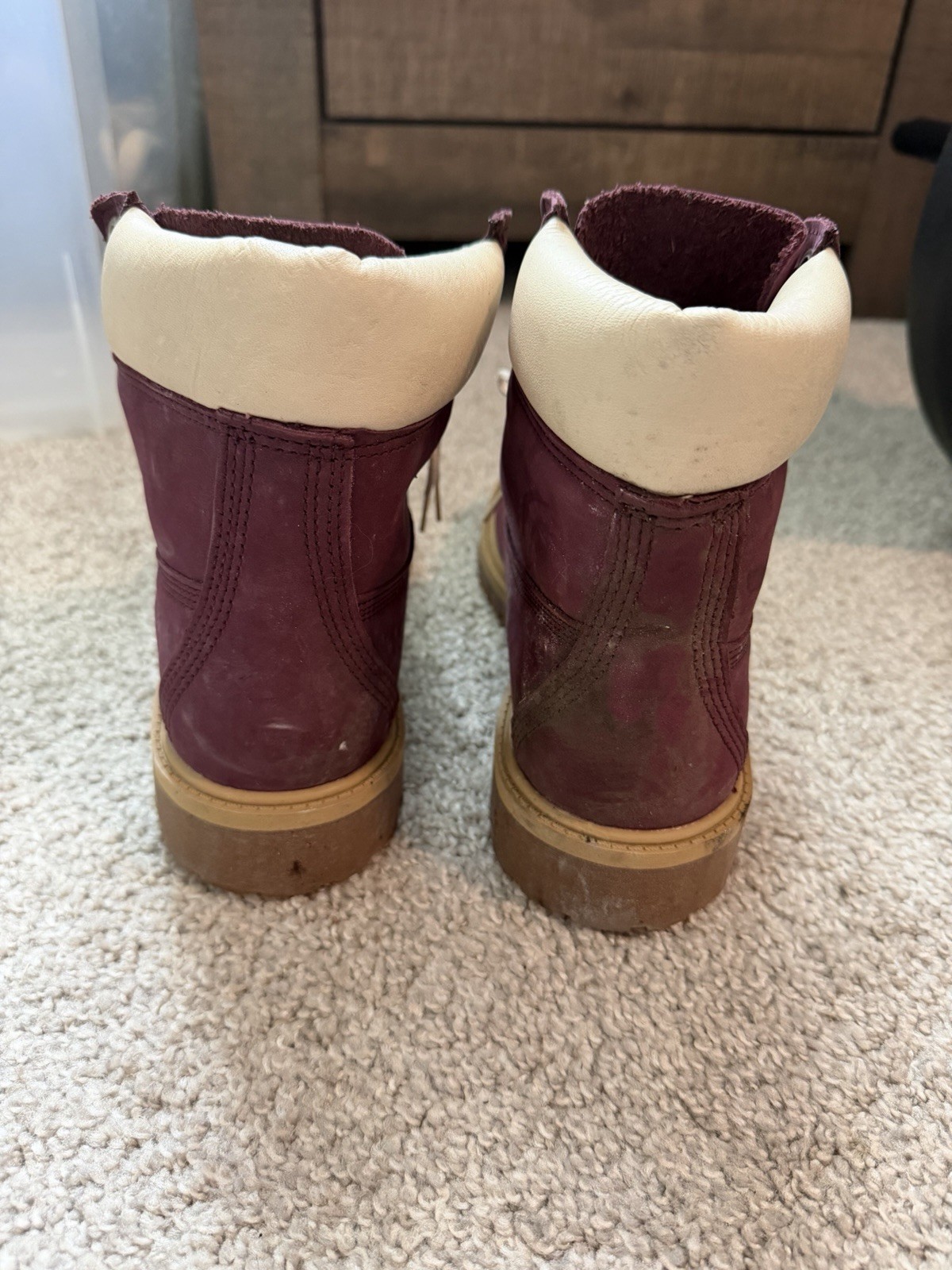 Timberland 6-Inch Boot Kids Leather Lace-Up Ankle Burgundy 6.5 M A1QJW