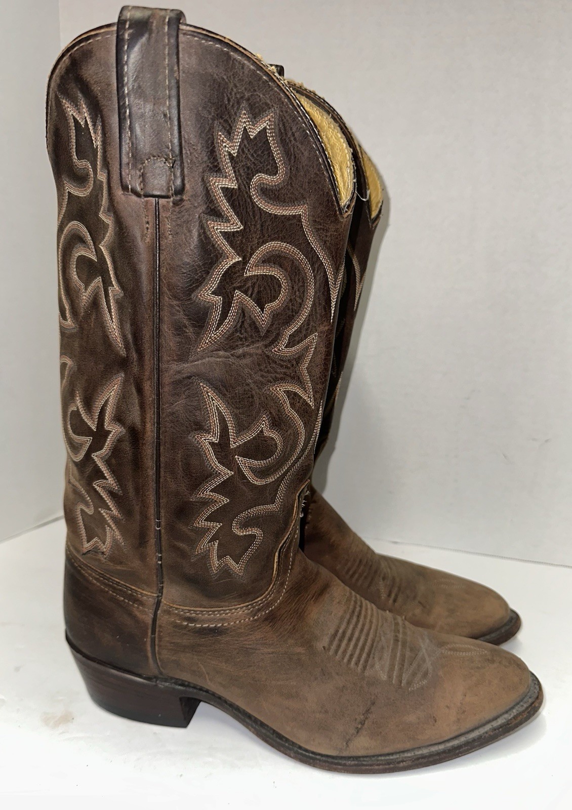 VTG J. Chisholm Brown Leather Western Cowboy Boots Men’s 9.5D 5111