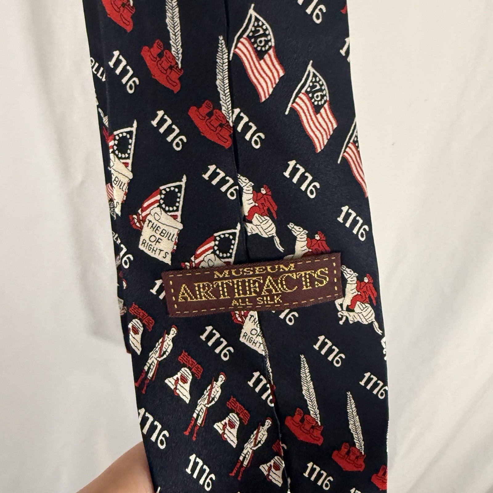 1776 Tie Museum Artifacts Silk Tie Men’s 60″ Blue 4th of July 4″ Wide
