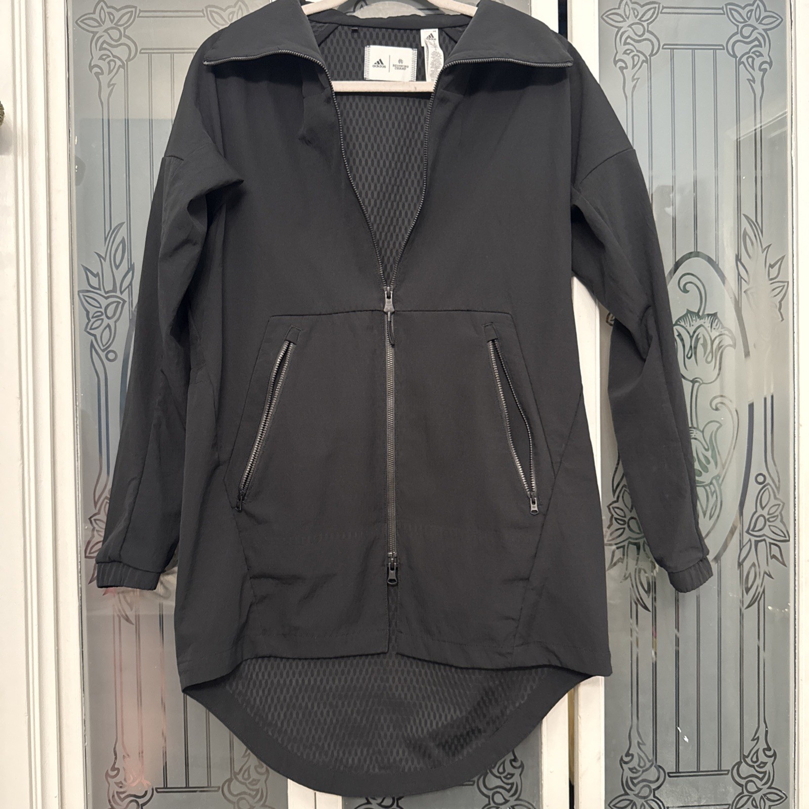 Adidas Jacket Womens Small Black Reigning Champ Bonded Windbreaker Full Zip