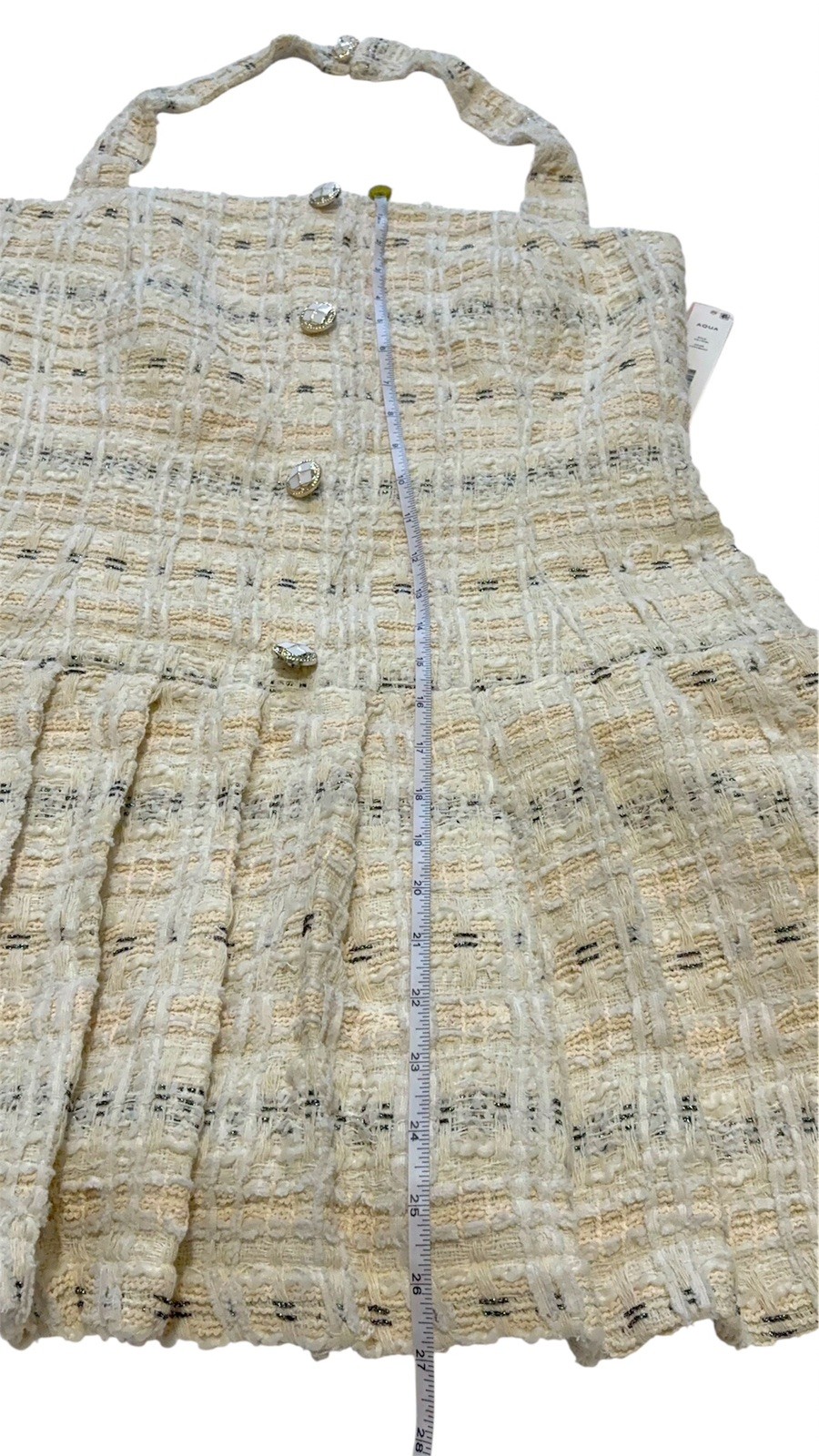 NWT Aqua Women’s Ivory Tweed Halter Mini Dress Size M