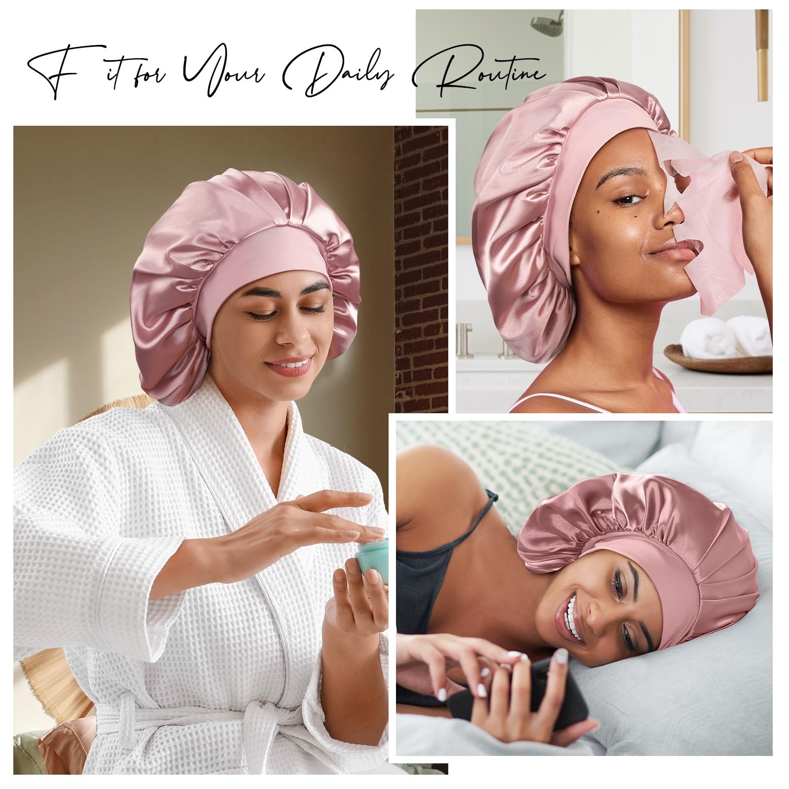 22 Momme 100% Real Mulberry Silk Bonnet for Sleeping Women, Large Hair Care B…