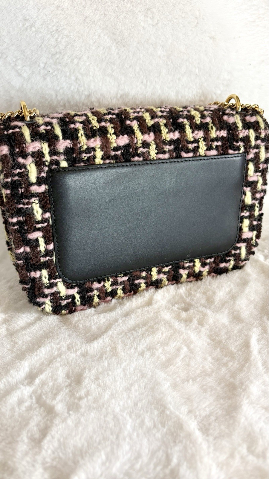 New Tory Burch Emerson Tweed E/W Flap Leather and Chain Shoulder Strap Handbag