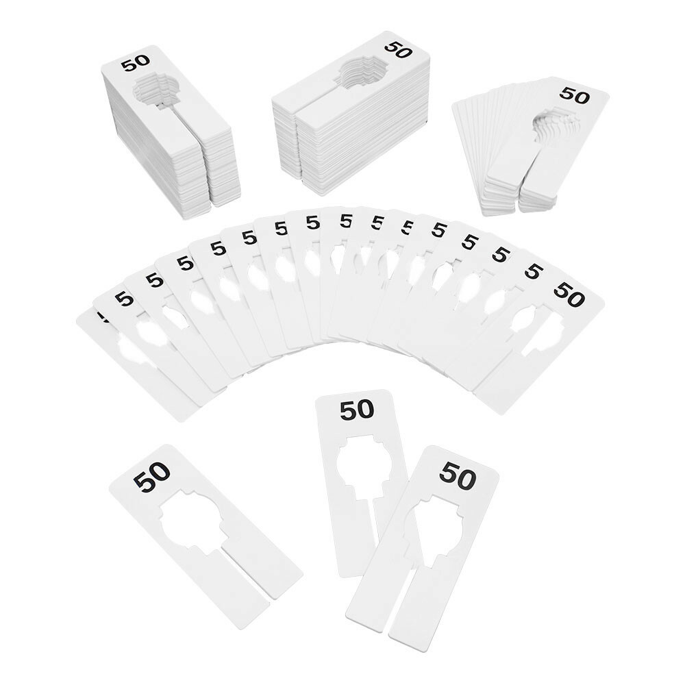 Hangers Retail Clothing 2″ x 5″ Rectangular Plastic Size 50 Dividers 10Pcs White