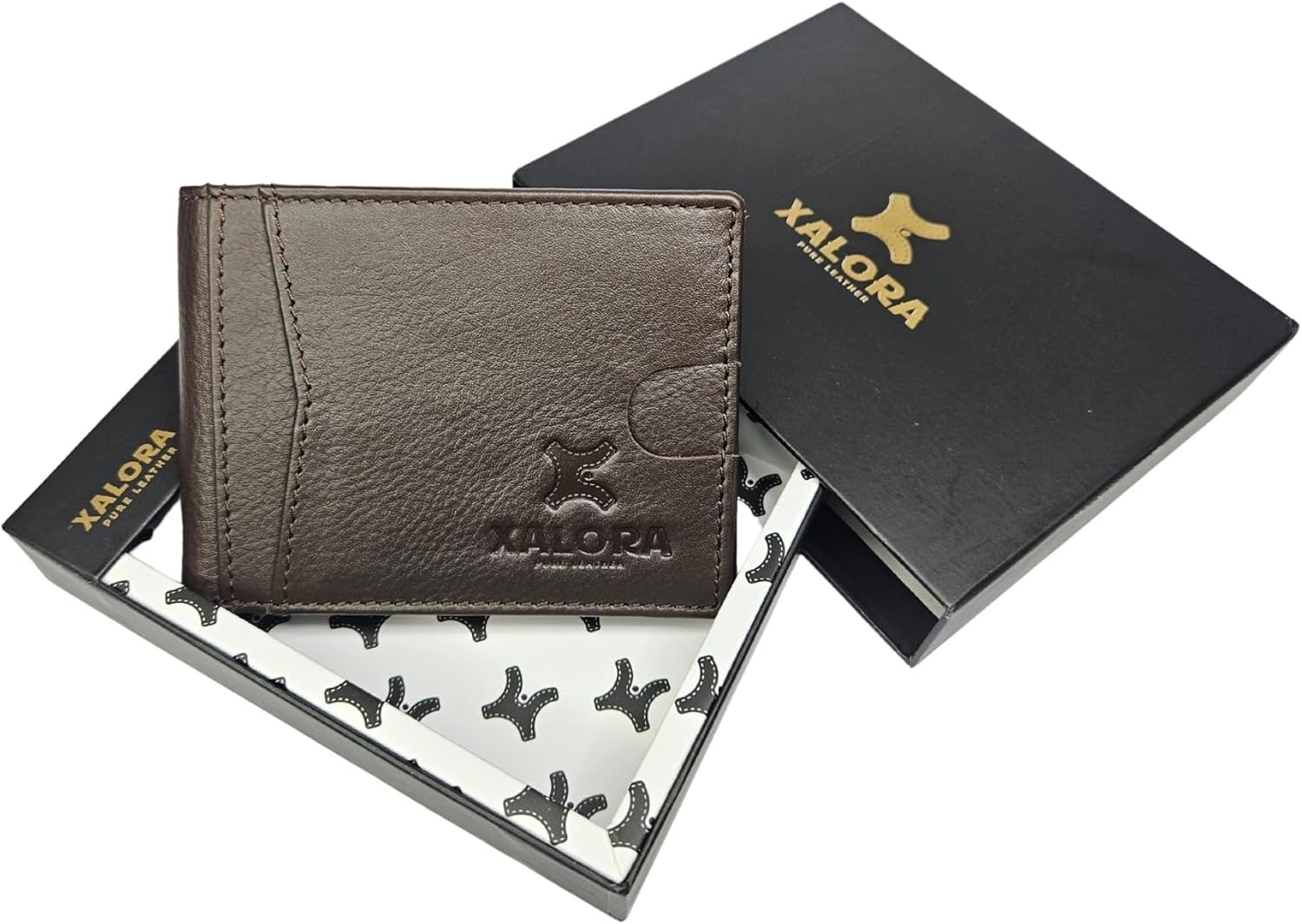 XALORA Mens Wallet Genuine Nappa Leather Slim Bifold RFID Blocking – Brown