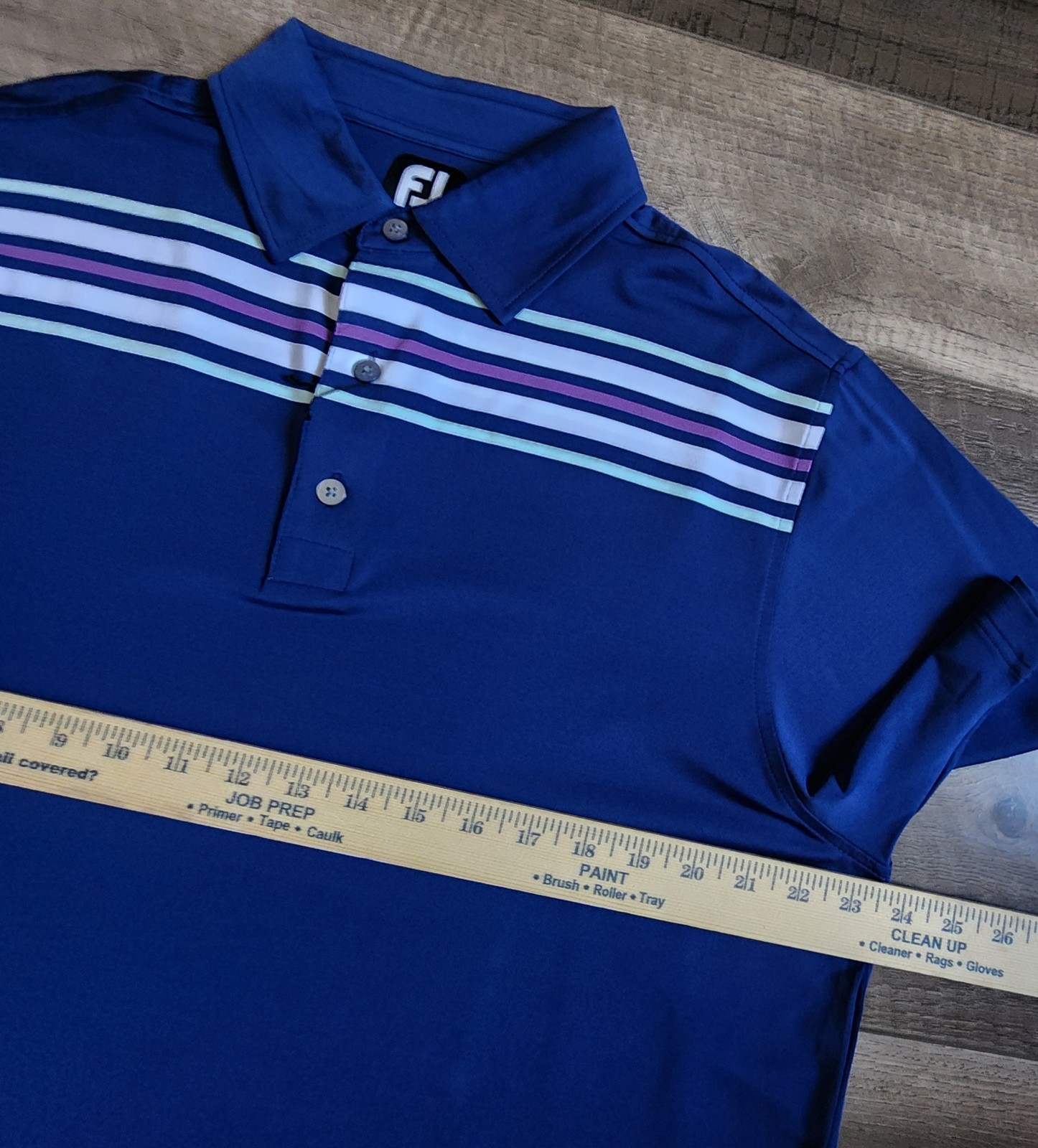 NEW Footjoy Striped Polo Shirt Mens Size Large Blue Striped Golf Lightweight
