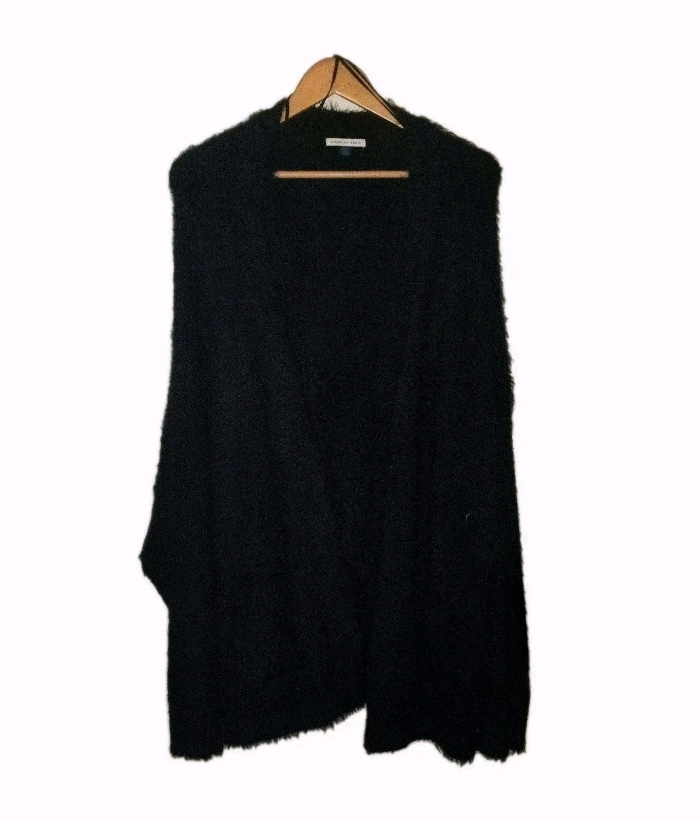 Black Fuzzy Open-Front Cardigan