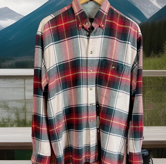 HATICO PERFORMANCE LONG SLEEVE PLAID FLANNEL 100% BAUMWOLLE COTTON SIZE MENS M