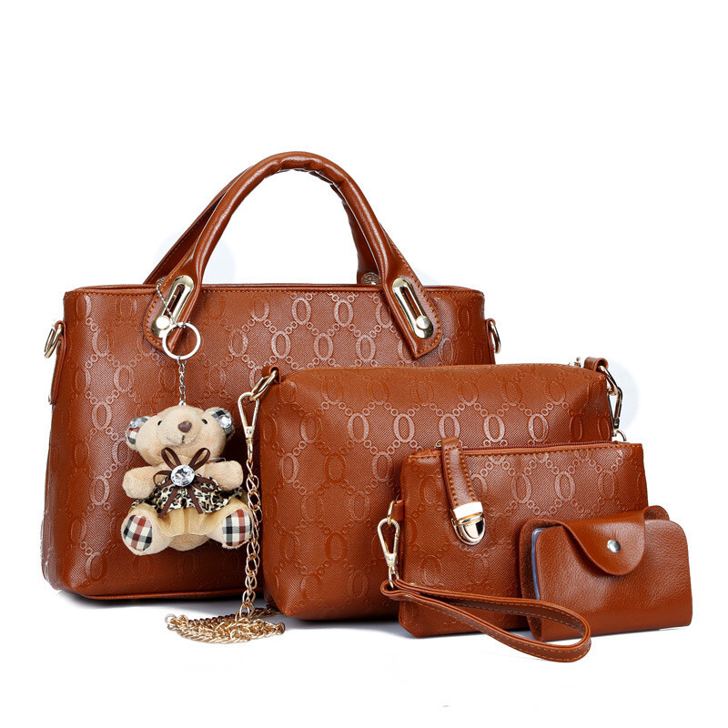 4Pcs/Set Women Lady Leather Handbags Messenger Shoulder Bags Tote Satchel Purse