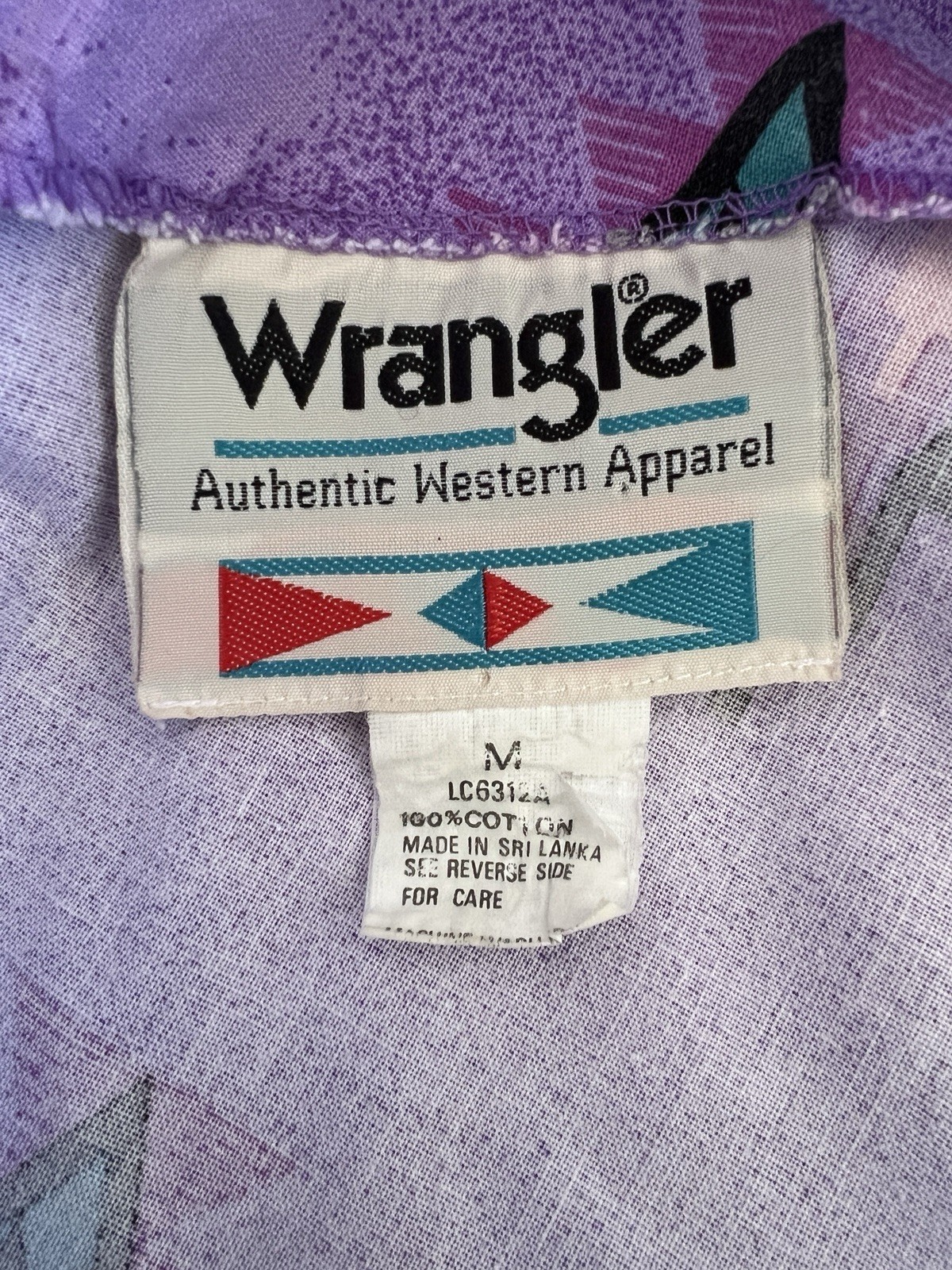 Vintage 90s Wrangler Authentic Western Apparel Aztec Purple Size M Western Wear