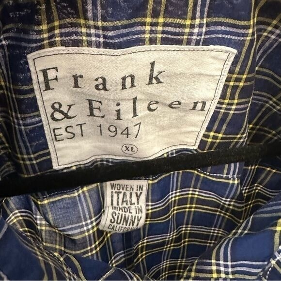 Frank & Eileen XLarge Paul Blue Yellow White Plaid Button Up Long Sleeve Shirt