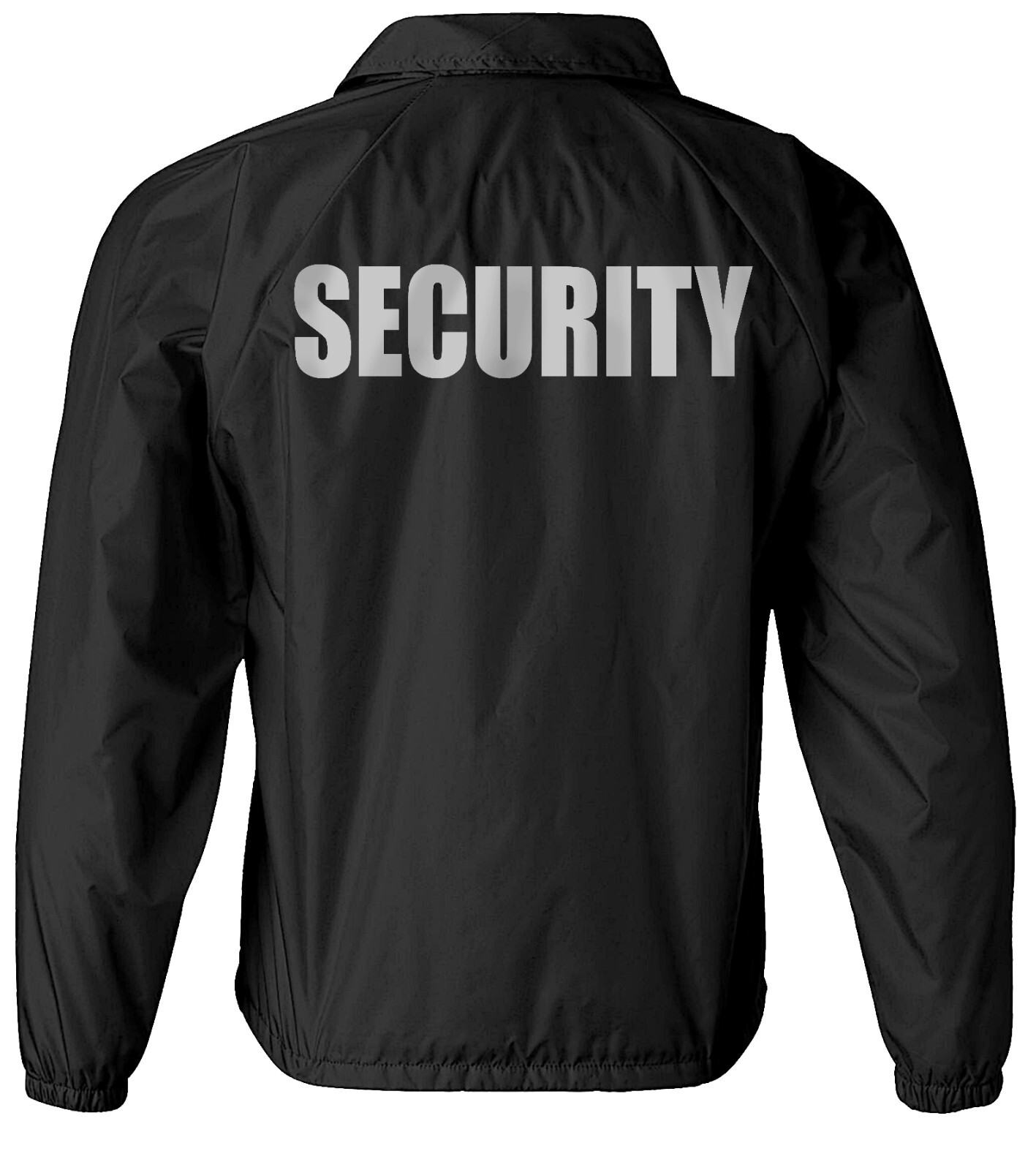 Security nylon jacket with Reflective logos, front and back.