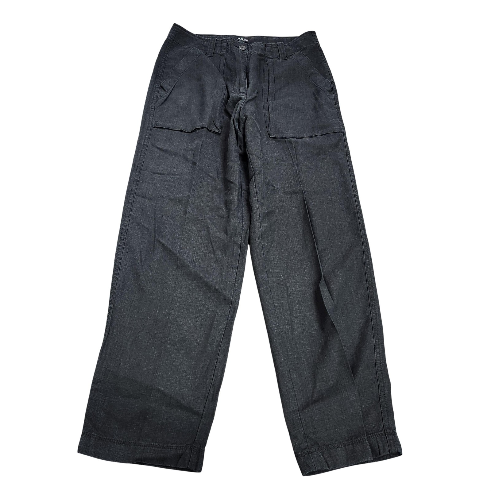 J Crew Pants Womens 4 Black Twill Cargo Relaxed Straight Leg Pockets Casual