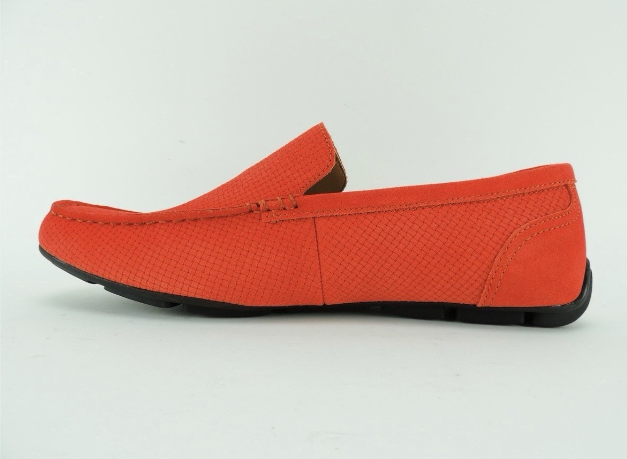 Alfani Men’s Kendric Textured Drivers Orange Suede Size 10 M