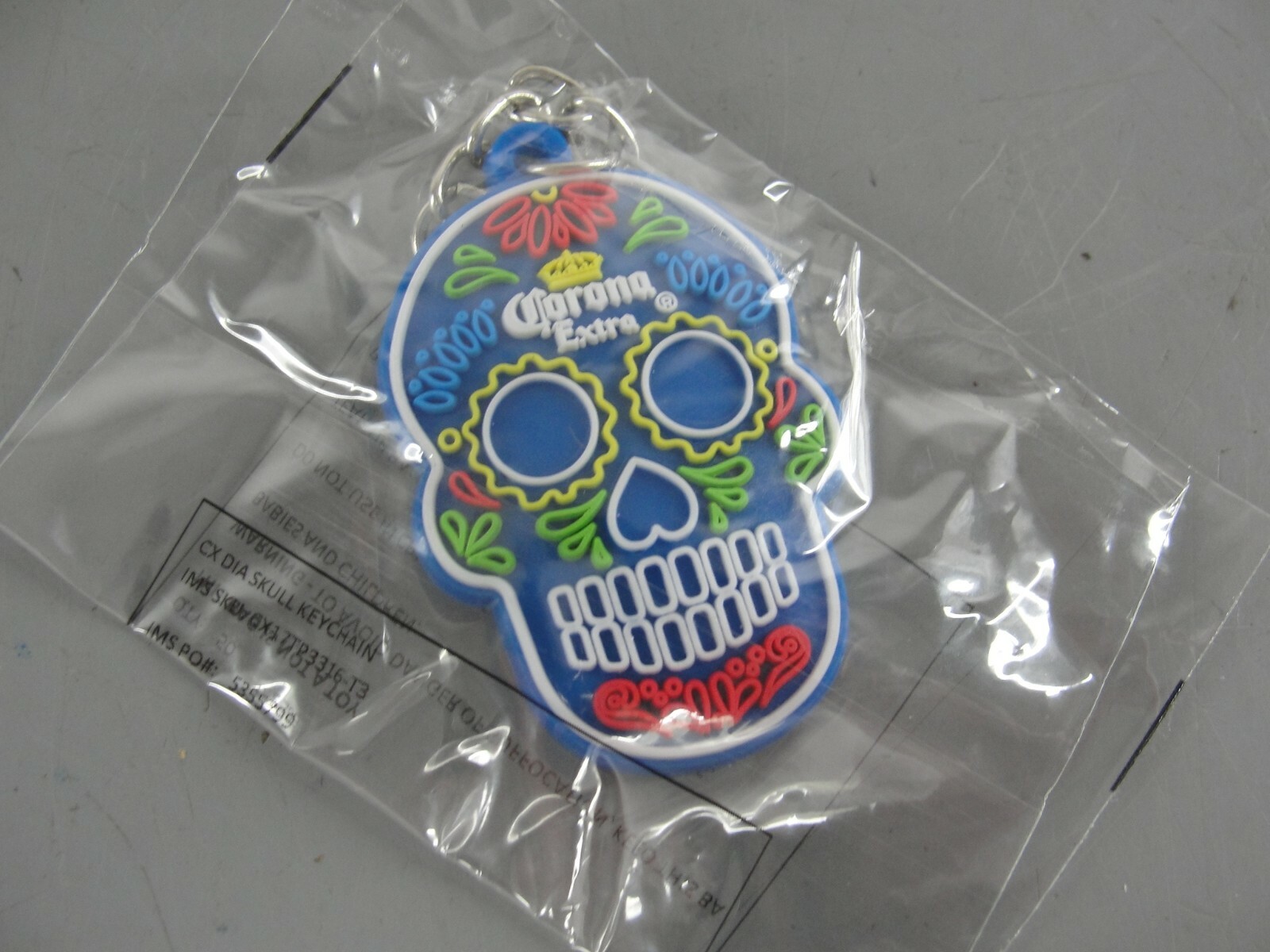 WHOLESALE RETAIL BOX LOT 200 CORONA EXTRA SUGAR SKULL KEYRING KEY TAG CHARM FOB