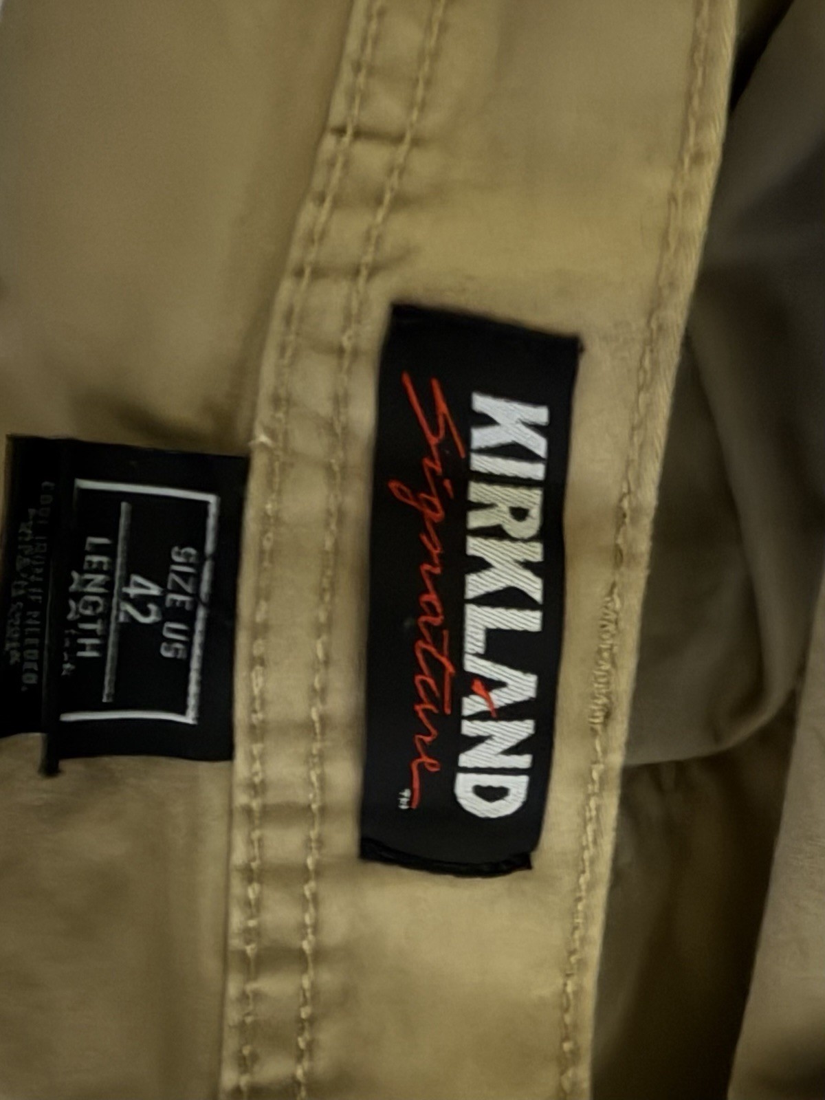 Kirkland Signature Men’s Beige Solid Casual Pants 42 Regular Flat Front 5-Pocket