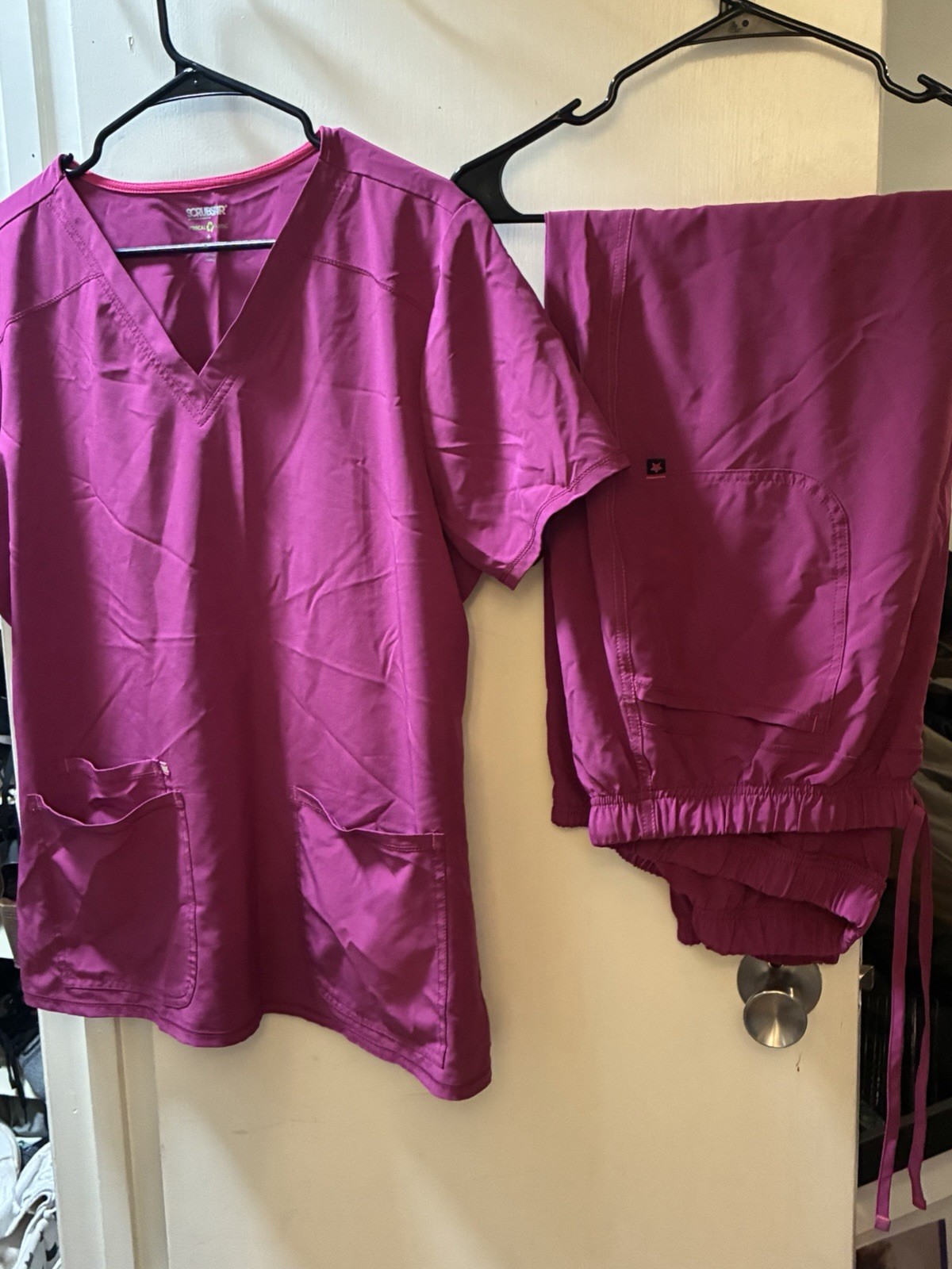 WonderWink Women’s Purple Solid Medical Scrub Set Top & Pants Size S