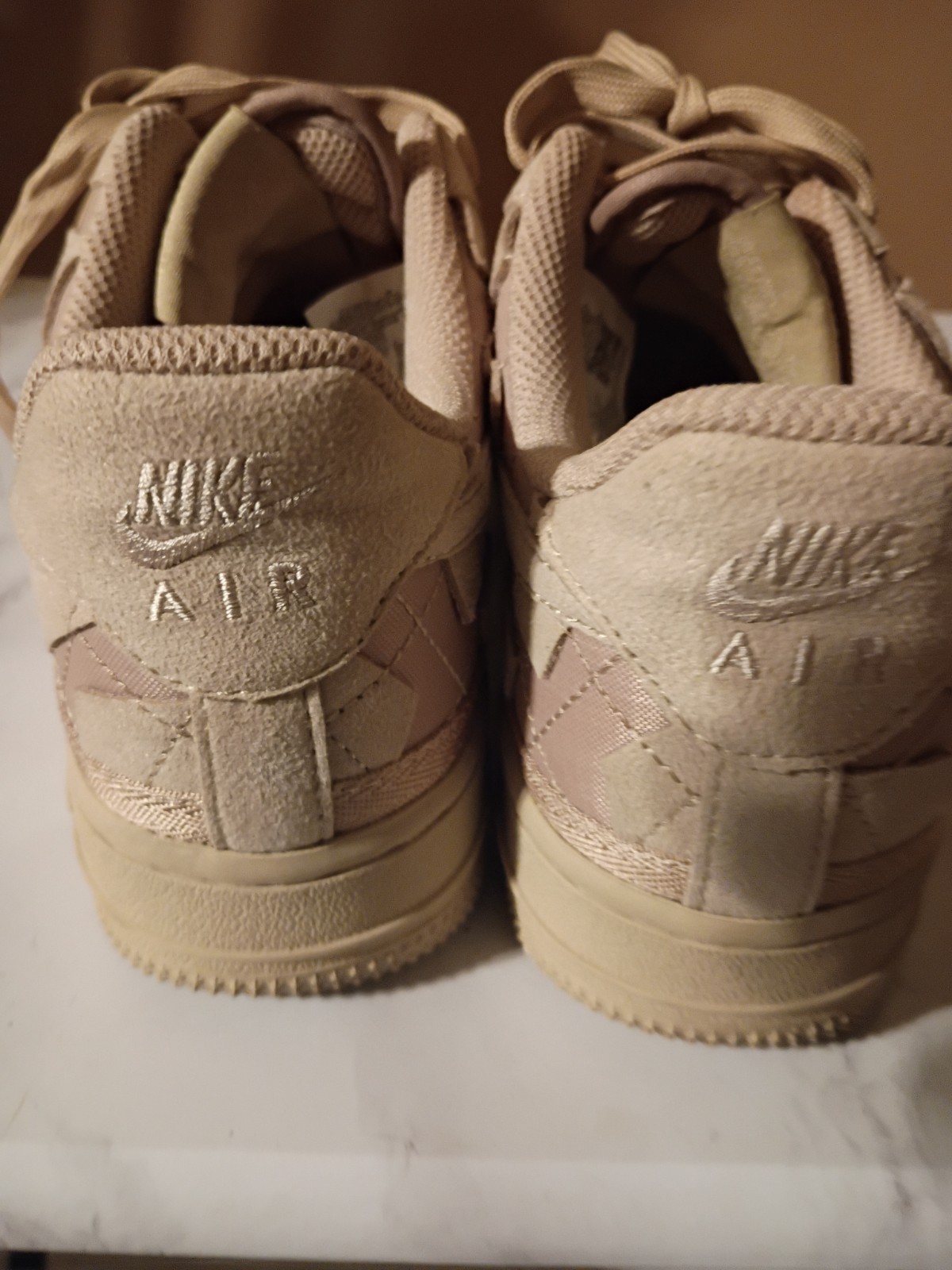 Nike Air Force 1 Low Top Sneaker Beige Solid Lace-Up Men’s Athletic Shoe