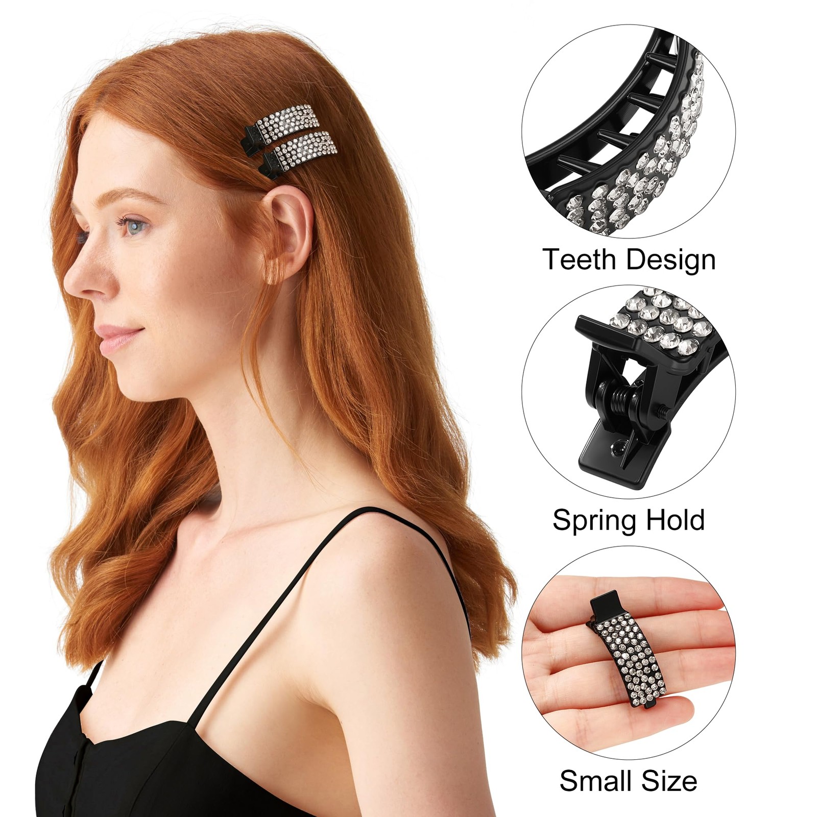 CWJCYTNSN 10 Pcs Small Rhinestone Hair Clips 1 Count (Pack of 10), Mix Color
