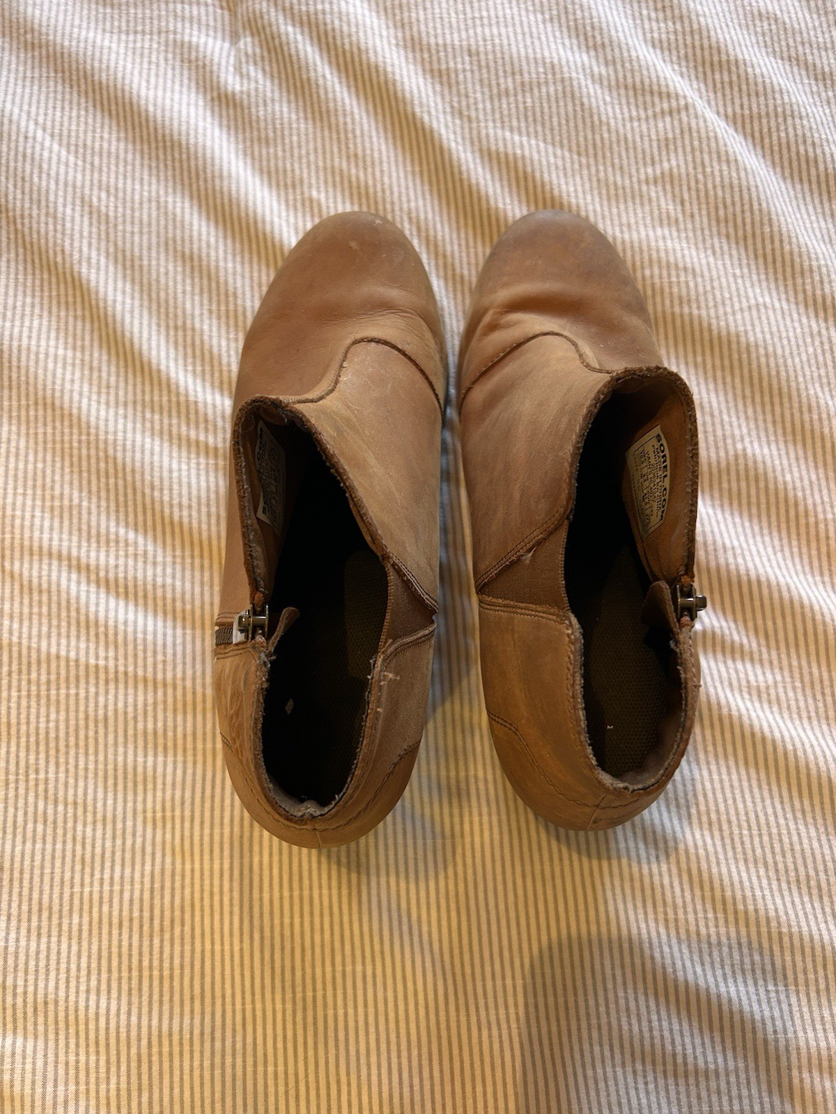 SOREL Evie II Waterproof Bootie Womens 10.5 Zipper Leather Ankle Tan
